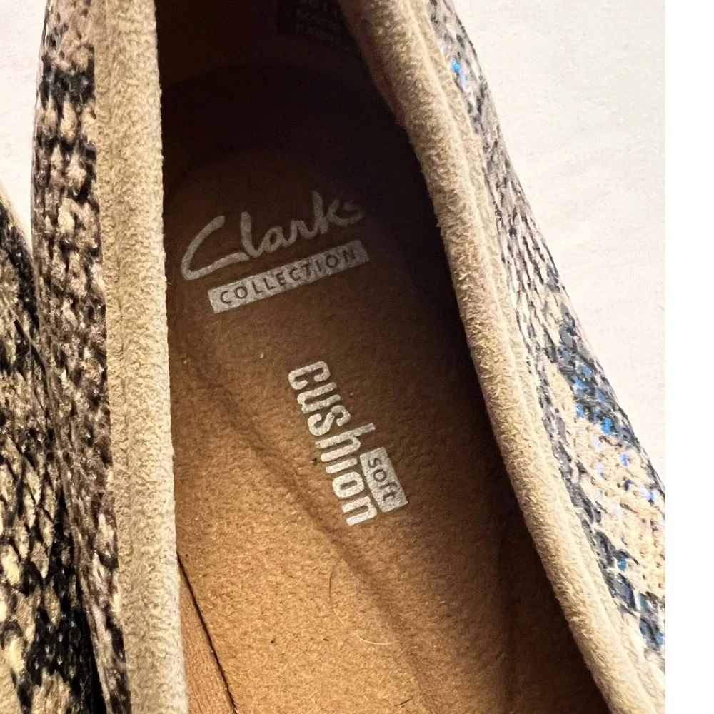 Clarks Collection Snakeskin Print Espadrille Flats Womens 7W Brown 26118649